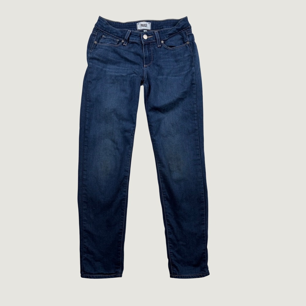Paige Skyline Ankle Peg Jeans Women Slim Dark Wash Denim 25 Blue Everyday Casual